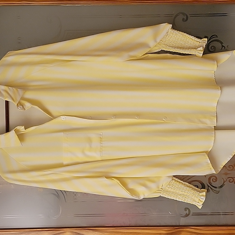 Yellow Striped Button-Up Shirt Never Worn